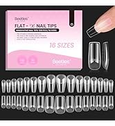 Beetles Gel Nail Tips Flat-X - Square Coffin Medium, 320pcs 16 Sizes, Pre-Etched Half Matte Full ...