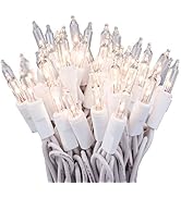 612 Vermont 50 Clear Christmas Lights on White Wire, UL Approved for Indoor/Outdoor Use, 9 Foot o...