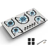 Propane Gas Cooktop 5 Burners, 36 inch Gas Stove Top, Nafewin Built-in Stainless Steel Gas Cookto...