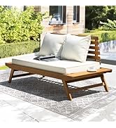 IDZO Lucille 800lbs Capacity Acacia Patio Loveseat, FSC Certified 2 Seater Outdoor Sofa with 3.9i...