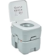 GYMAX Portable Toilet, 5.3 Gallon Outdoor Porta Potti Travel RV Toilet with Level Indicator, 440l...