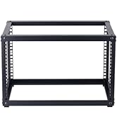 FMUSER 6U Open Frame Network Rack, Server Rack Shelf for Networking, Server, Audio and Video Equi...