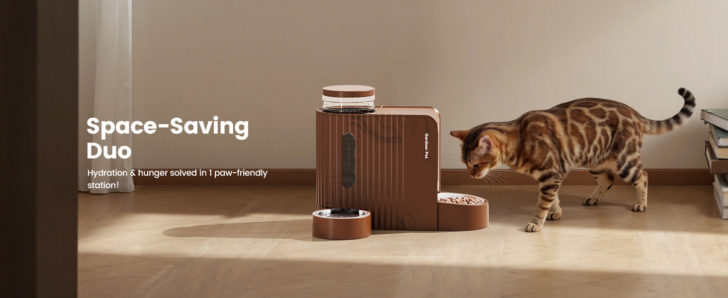 cat water and food dispenser