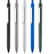 LINFANC 5 Pcs Gel Pens Ballpoint, Metal Barrel Medium Point 0.7 mm Quick Dry Black Ink Pens for J...
