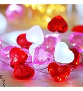 BOHON Valentine Day Decor 10 ft 30 LEDs Heart Lights Twinkle Fairy String Lights Battery Operated...