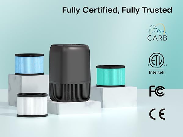 Air Purifiers Home H13 True HEPA Filter 1076 Ft² Pet Hair Odors Pollen Smoke Aroma Quiet 360°Intake