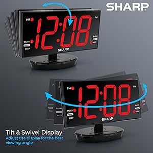 sharp easy to read tilt swivel mirror clock