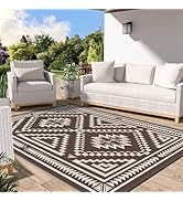 GENIMO Outdoor Patio Rug, 5' x 8' Waterproof Plastic Straw Mat, Reversible Geometric Camping Carp...