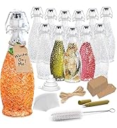 Nevlers 12PK 17oz Textured Flip Top Glass Bottle with Lid Set| Swing Top Glass Bottles with Lids ...