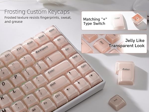Womier pbt Jelly Keycaps Frosted, Foundation Shine Through Keycaps for Mechanical Keyboards