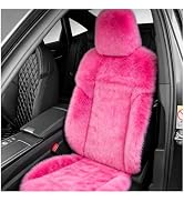 Fkewp Fuzzy Faux Fur Car Seat Cover, Fluffy Auto Front Seat Cushion Warm Protector with Backrest,...
