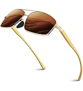Sunier Ultra Lightweight Rectangular Polarized Sunglasses Men Womens,Aluminum-Magnesium Frame wit...