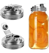 2 Pack Wide Mouth Mason Jar Stainless Steel Pour Spout Lid, Reusable Mason Jar Lids, for Ball Wid...