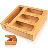 Speclux Bamboo Food Bag Organizer for Kitchen Drawer, a bamboo 4 slots - made dispenser container...