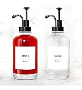 Glass Coffee Syrup Dispenser for Coffee Bar Accessories with 84 Labels (Set of 2), Syrup Pump Bot...