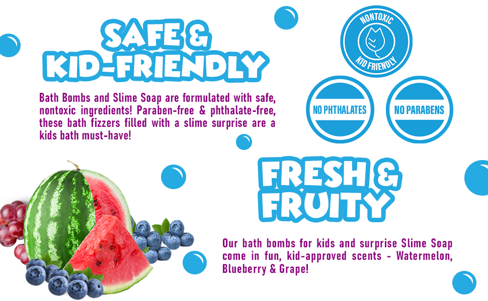 fresh &amp; fruity bath bombs for kids with toys inside