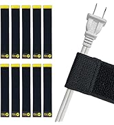 Selfie Straps by Wrap-It Storage, 9-inch (10-Pack), Black - Stretchy Hook and Loop Cord Organizer...