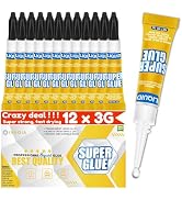 Super Glue Liquid Clear, 12 X 3g All Purpose Strong Adhesive Ca Glue Cyanoacrylate Quick Dry Inst...