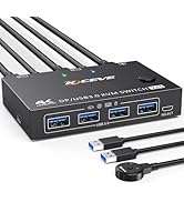 KCEVE KVM Switch 2 Computers 1 Monitor Displayport, USB 3.0 KVM Switch Displayport 4K@144Hz for 2...