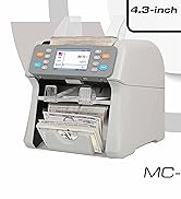 RIBAO MC-165 Two-Pocket Mixed Denomination Money Counter Machine, Value Counting, White Bill Coun...