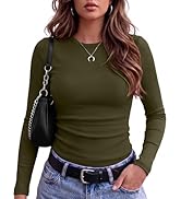 Zeagoo Women Long Sleeve Tops Crewneck Ribbed Knit Fitted Tshirts Dressy Casual Basic Tee 2026 Su...