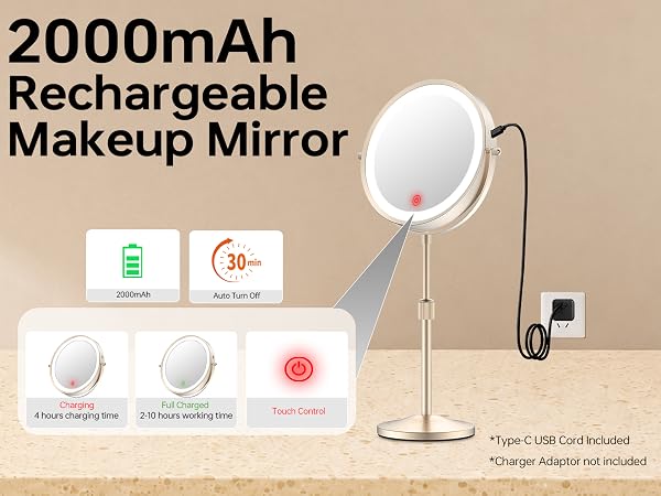 height adjustable makeup mirror