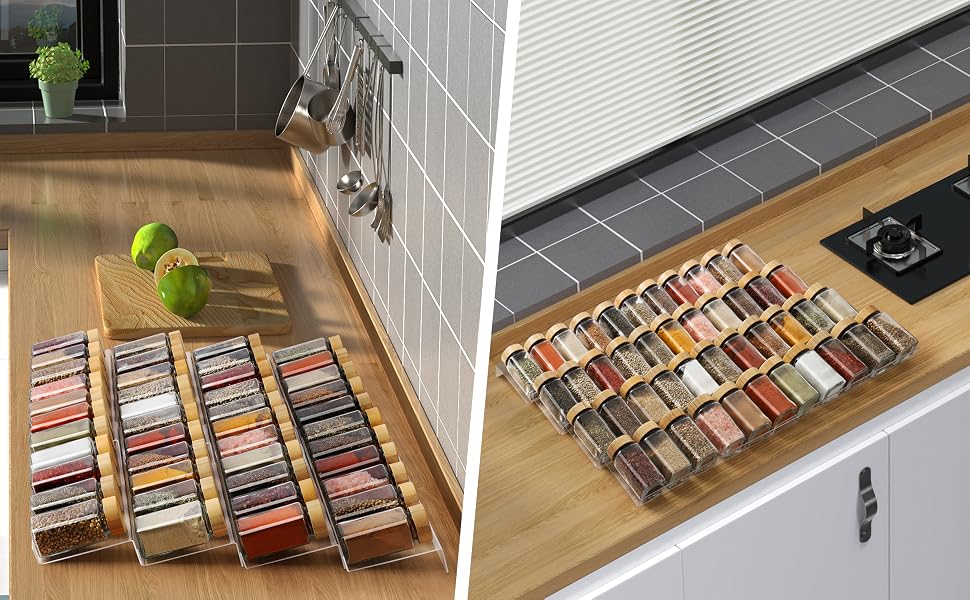 spice drawer organizer seasoning insert expandable rack tray storage jar holder stand bottle