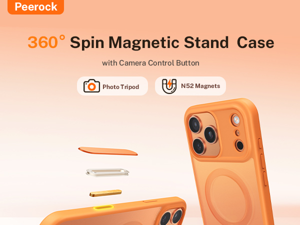 360 spin magnetic stand case for iPhone 17 pro max case