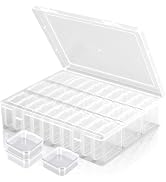 Qryuvfek Bead Organizer Box, 31 Mini Clear Jewelry Organizers and Hinged Lid Bead Storage Contain...