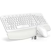 SABLUTE Wireless Keyboard and Mouse Combo, Ergonomic Wave Keys, Cushioned Plam Rest, Comfortable ...