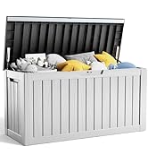 80 Gallon Resin Deck Box, Lockable Patio Storage Box for Furniture, Garden Tools and Toys Storage...