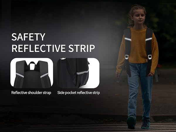 Girls Backpack Black Reflective Strips