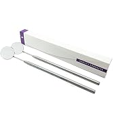 Dental Mirror Front Surface with Handle 2 PCS Set Tooth Mirror Dental Stainless Steel Dentist Too...