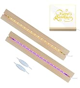 2 Pcs 11.81 Inch Wooden LED Light Display Pedestal,Wooden Rectangle LED Lights Display Base for A...