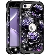 Miqala for iPhone SE 2022/2020 Case,Shiny in The Dark Three Layer Heavy Duty Shockproof Hard Plas...