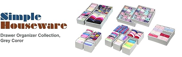 Closet and Drawer Organizer Collection, Grey Color