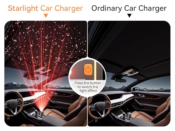 retractable car charger with starry light