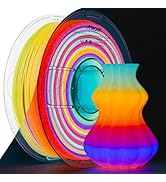 AMOLEN 3D PLA Glow in The Dark Filament 1.75mm, Glow Rainbow 10M Purple, Red, Orange, Blue, 3D Pr...