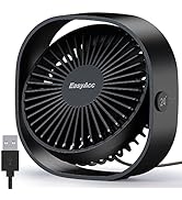 EasyAcc USB Small Desk Fan, Slumber Pod Fan [360°Rotatable Fan Head &amp;Powerful Desk Fan] 3 Speeds ...