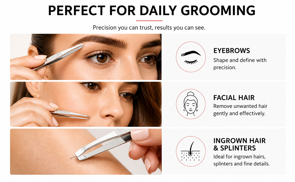 flat tweezers eyebrow tweezers facial hair remover ingrown hair tweezers splinter tweezers