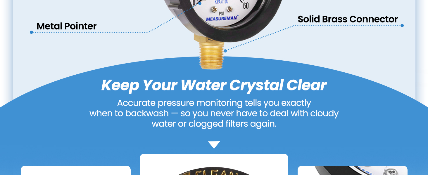 Pool Pump Pressure Gauge for Swimming Pool