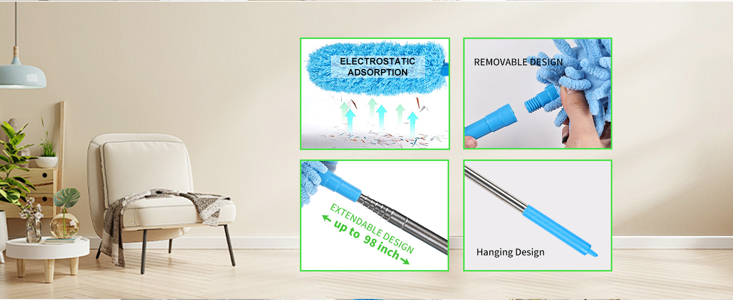 electrostatic duster with extension pole