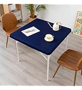 YZKITM Cocktail Square Fitted Table Cover Spandex Stretchable Table Top Cover Navy Blue Elastic T...
