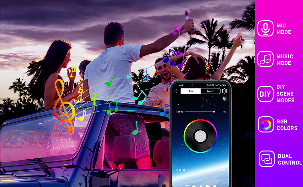 RGB Car Strip Lights Interior