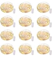 Brightown 12 Pack Led Fairy Lights Battery Operated String Lights Waterproof Silver Wire 7 Feet 2...