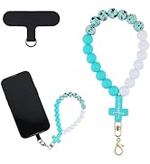 BEEFLYING Silicone Beaded Phone Wrist Strap with Cross, Cellphone Lanyard with Tether Tab, Elasti...