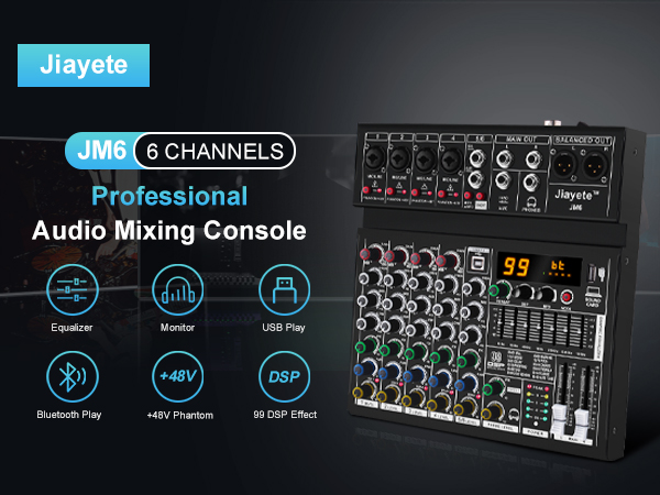 6 channels audio mixer