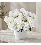 12 Bundles(60 Blooms) Artificial Mums for Outdoor Spring Summer Decor, Silk Faux Chrysanthemums F...
