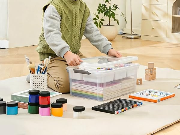 Plastic Storage Box Art Supply Craft Organizers and Storage Stackable Storage Container