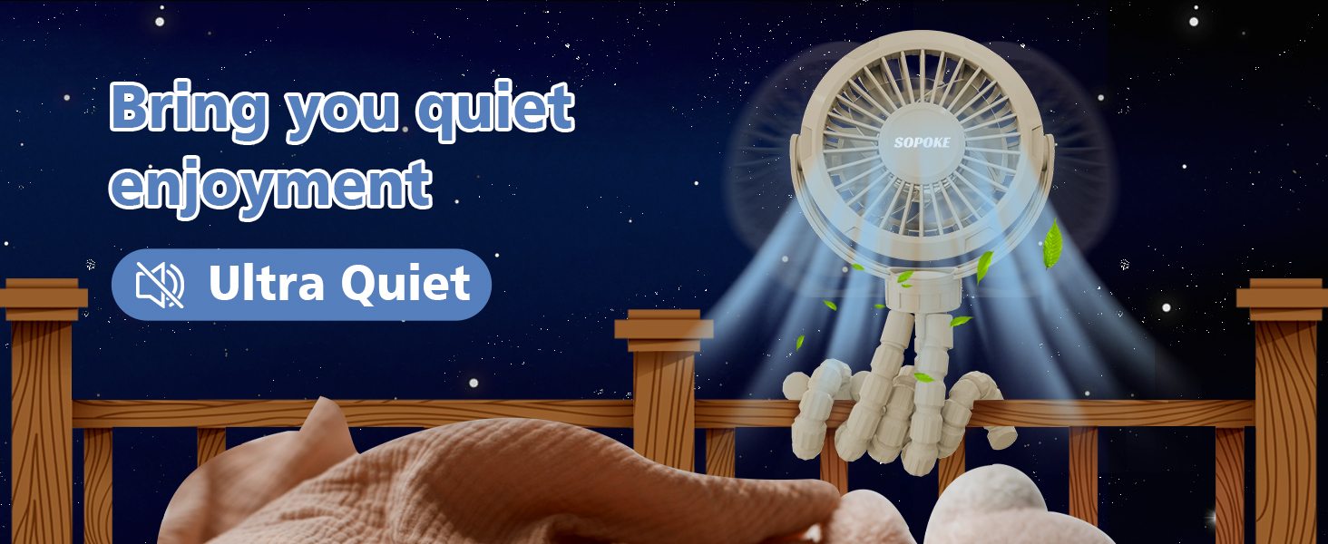 portable mini fan clip on baby stroller for travel personal handheld battery powered rechargeable